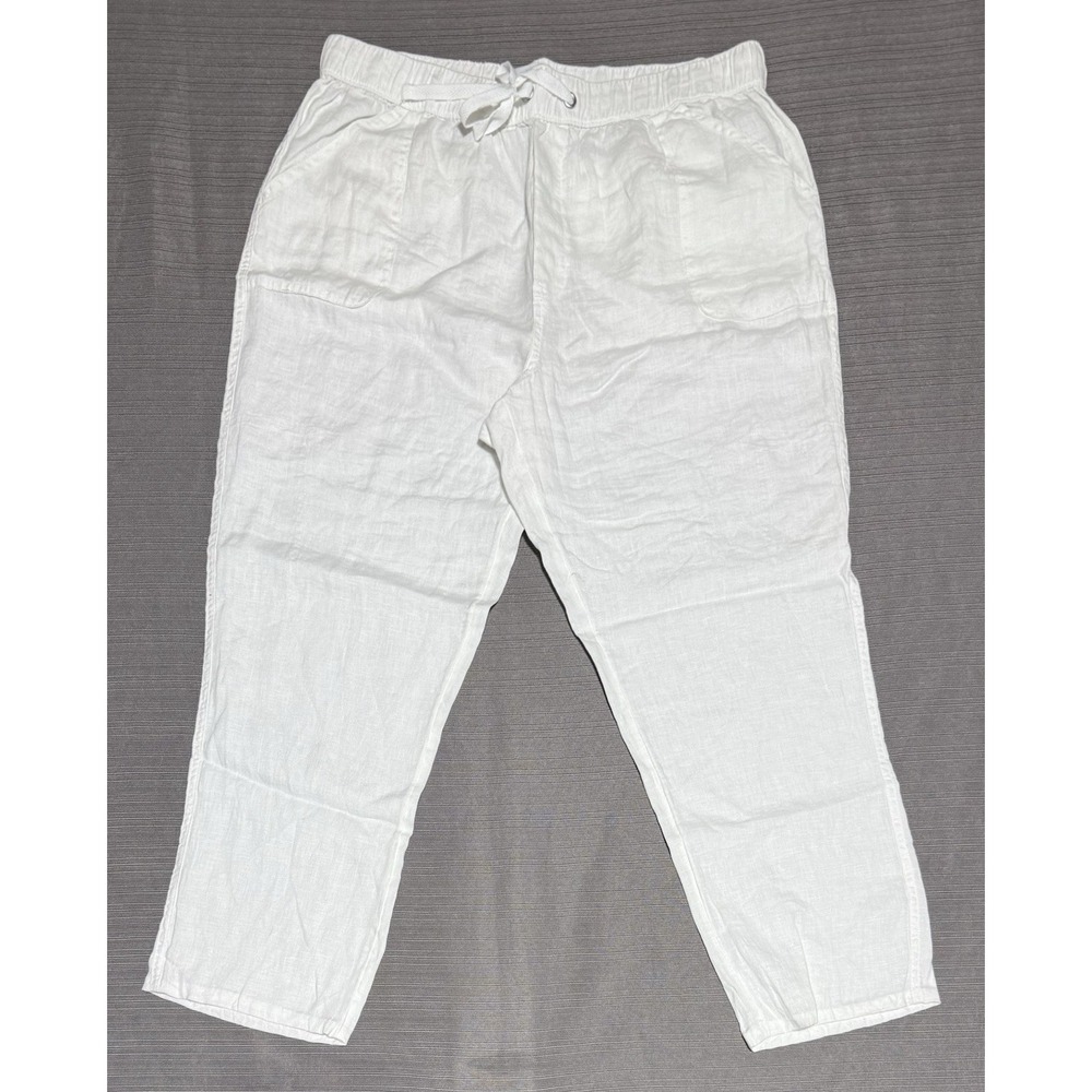 Nicole Miller Womens Linen Wide Leg Pants Loose Beach Fit High Rise Womens 38x25